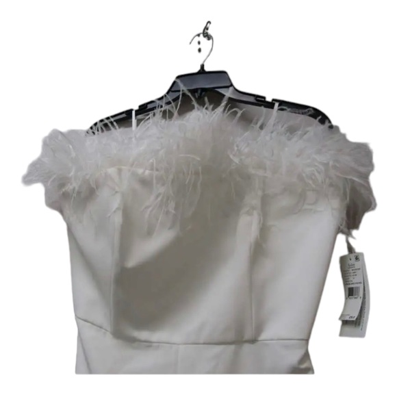 NWT AIDAN MATTOX Feather Trim Crepe Strapless Jumpsuit White Size14 Bride Bridal - Picture 11 of 13